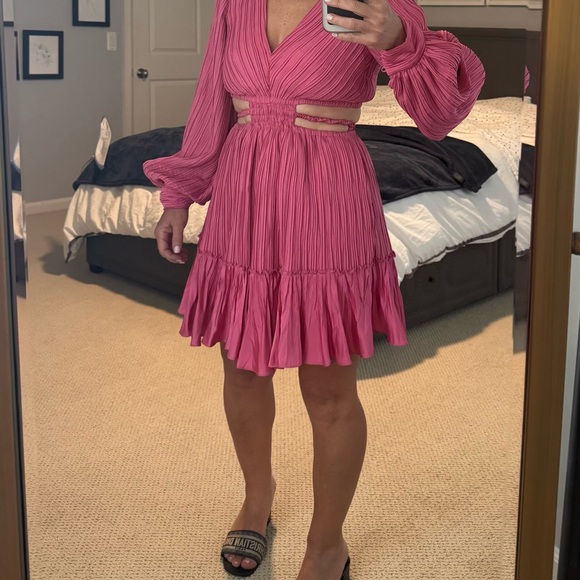 Jonathan Simkhai Dresses & Skirts - Jonathan Simkhai Pink Long Sleeve Plunge Sundress